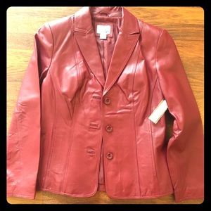 Leather 5th East Jacket in Scarlet
